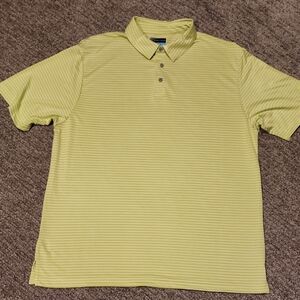 PGA Tour Striped Green/white Polo Shirt Size XL PTP 24 1/2 In. Length 30 Inches